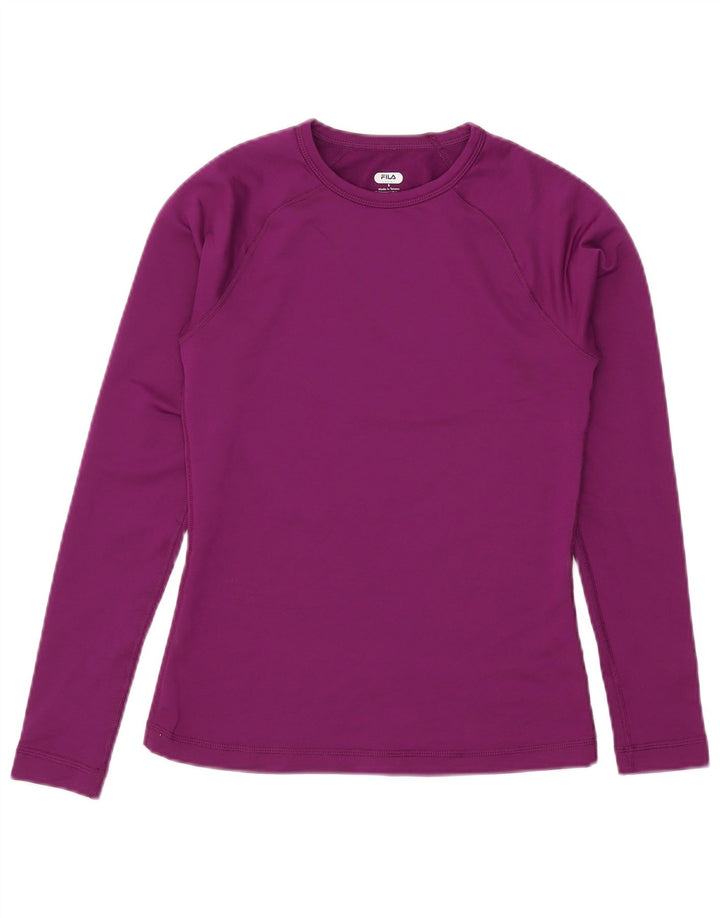 Fila Mujer Gráfico Top Manga Larga UK 10 Pequeño Poliéster Púrpura