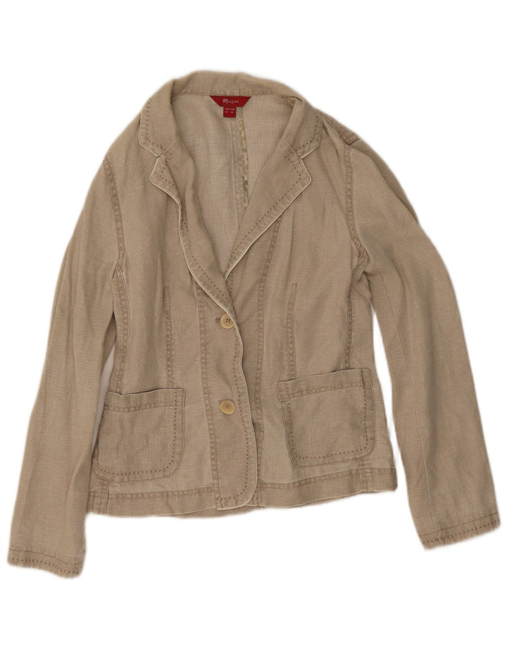 Monsoon Chaqueta tipo blazer de 2 botones para mujer UK 10 Small Beige Linen