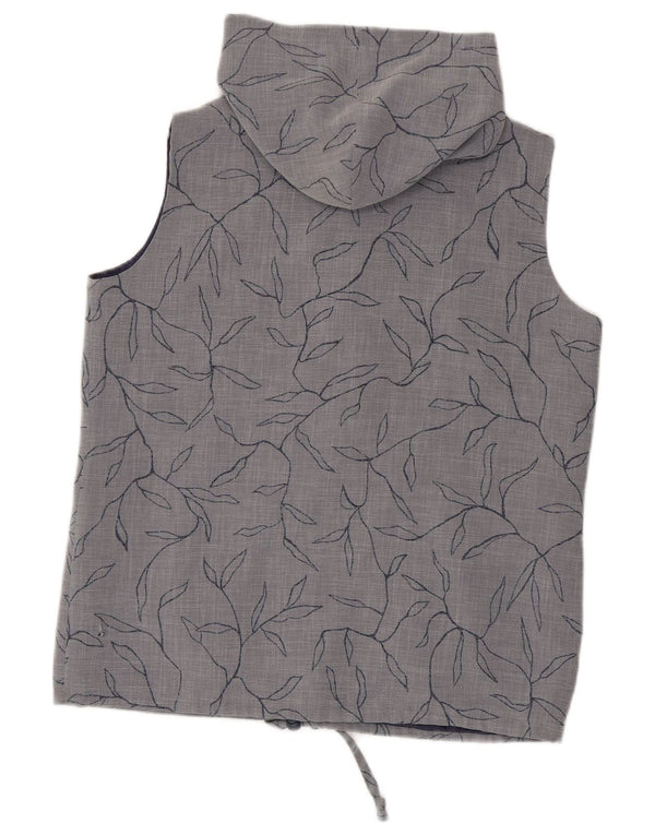 Max Pierre Chaleco con capucha para mujer UK 44 Poliéster floral gris grande