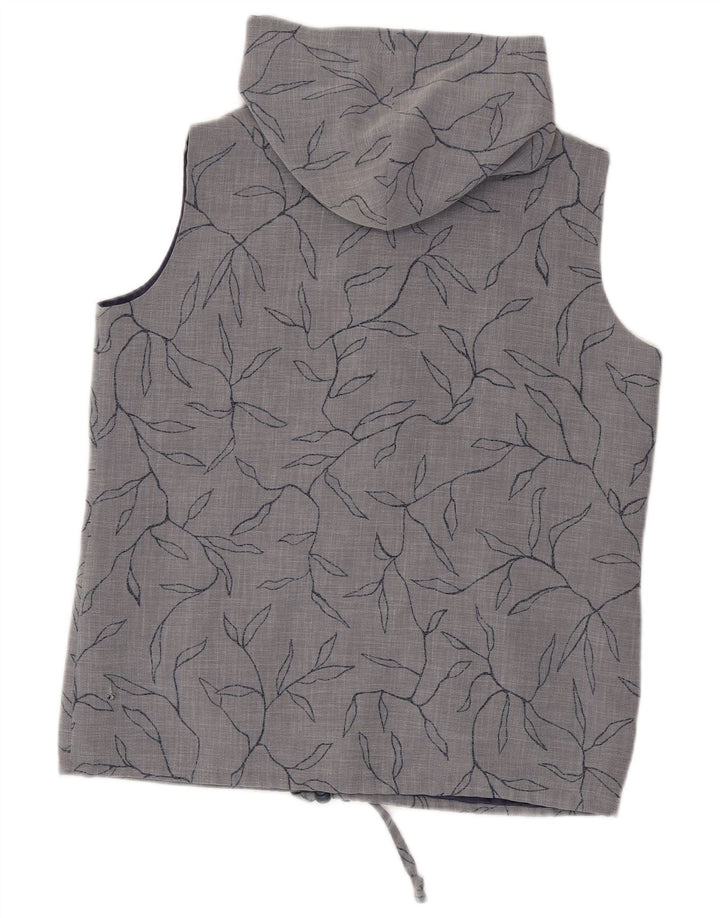 Max Pierre Chaleco con capucha para mujer UK 44 Poliéster floral gris grande