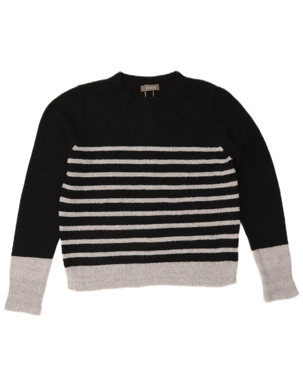 Oasis Jersey de cuello redondo para mujer UK 44 Acrílico a rayas negras medianas