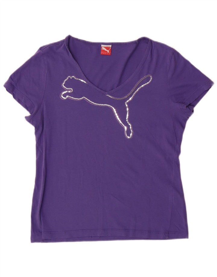 PUMA - Camiseta gráfica para mujer, talla 40, color morado mediano