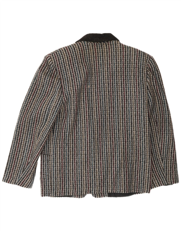 Vintage mujer 1 botón Blazer chaqueta Reino Unido 10 pequeño cheque multicolor