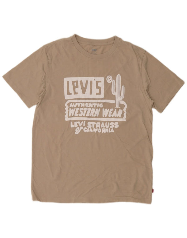 Levi's Camiseta con gráfico de ajuste estándar para hombre Top de algodón beige medio
