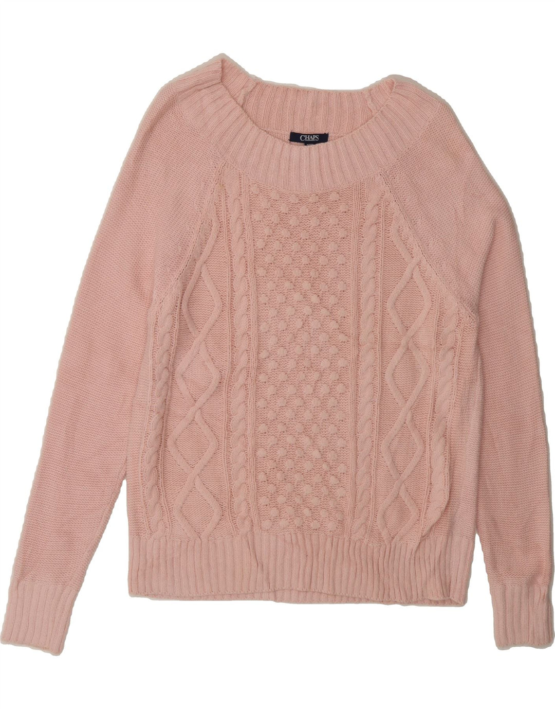 CHAPS Womens Boat Neck Jumper Sweater UK 14 Medium Pink Cotton Vintage Chaps and Second-Hand Chaps from Messina Hembry 