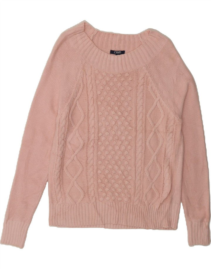 CHAPS Womens Boat Neck Jumper Sweater UK 14 Medium Pink Cotton Vintage Chaps and Second-Hand Chaps from Messina Hembry 