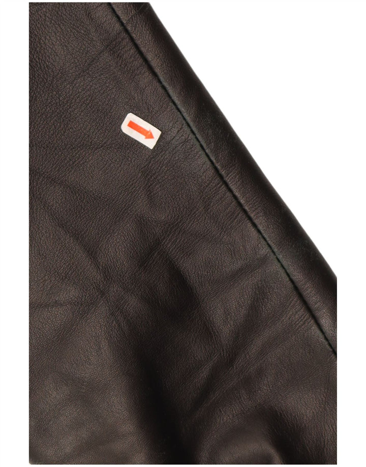 Vintage mujer chaqueta de cuero con cremallera IT 54 2XL cuero marrón