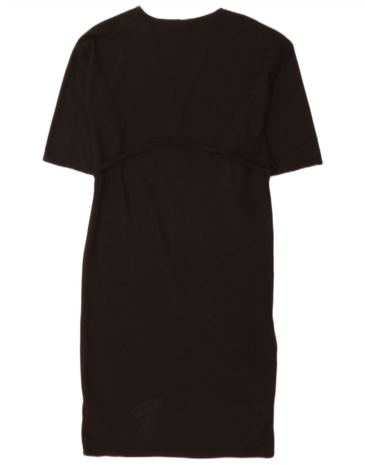 Zara Mujer Maxi Vestido Extragrande UK 10 Pequeño Poliéster Negro