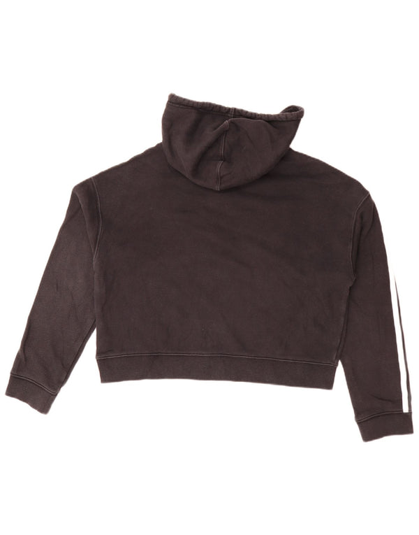 Adidas Mujer Crop Oversize Sudadera con capucha Jumper UK 8 Pequeño Algodón Negro