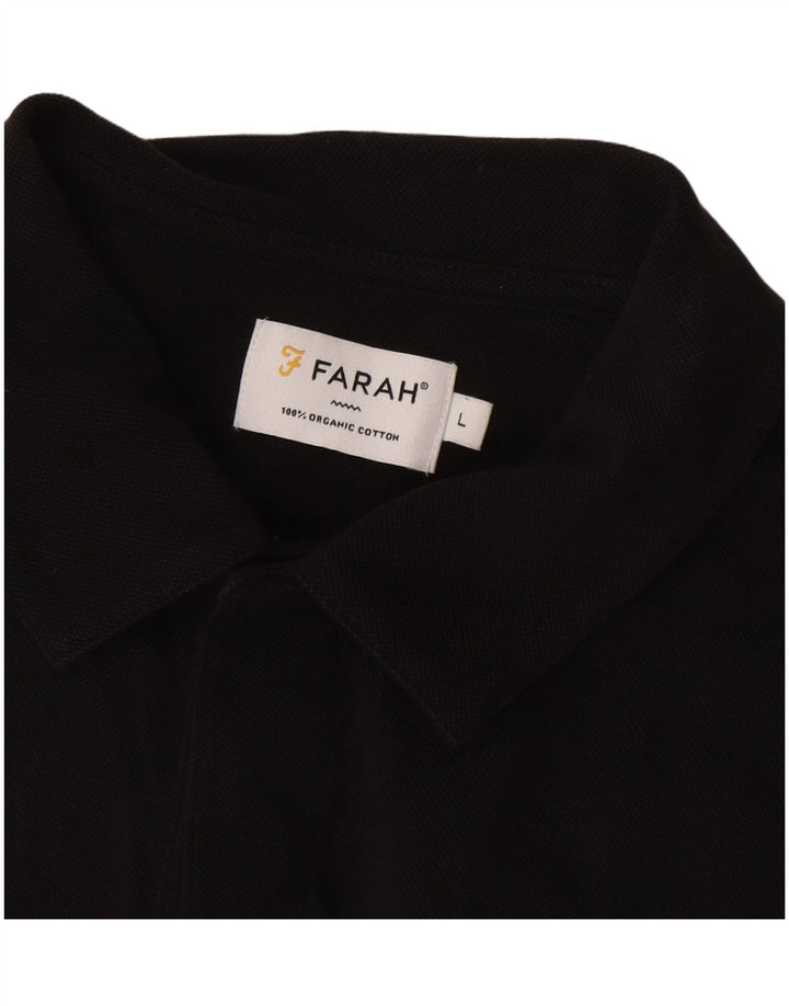 Farah Polo de manga larga para hombre de algodón negro grande