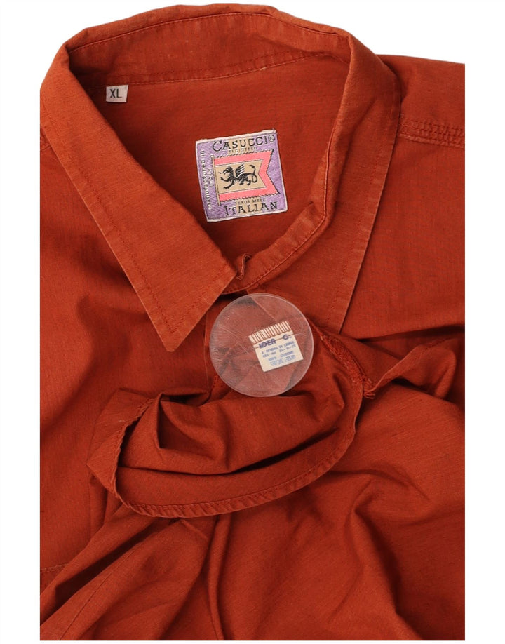 CASUCCI Camisa Manga Corta Hombre XL Algodón Naranja