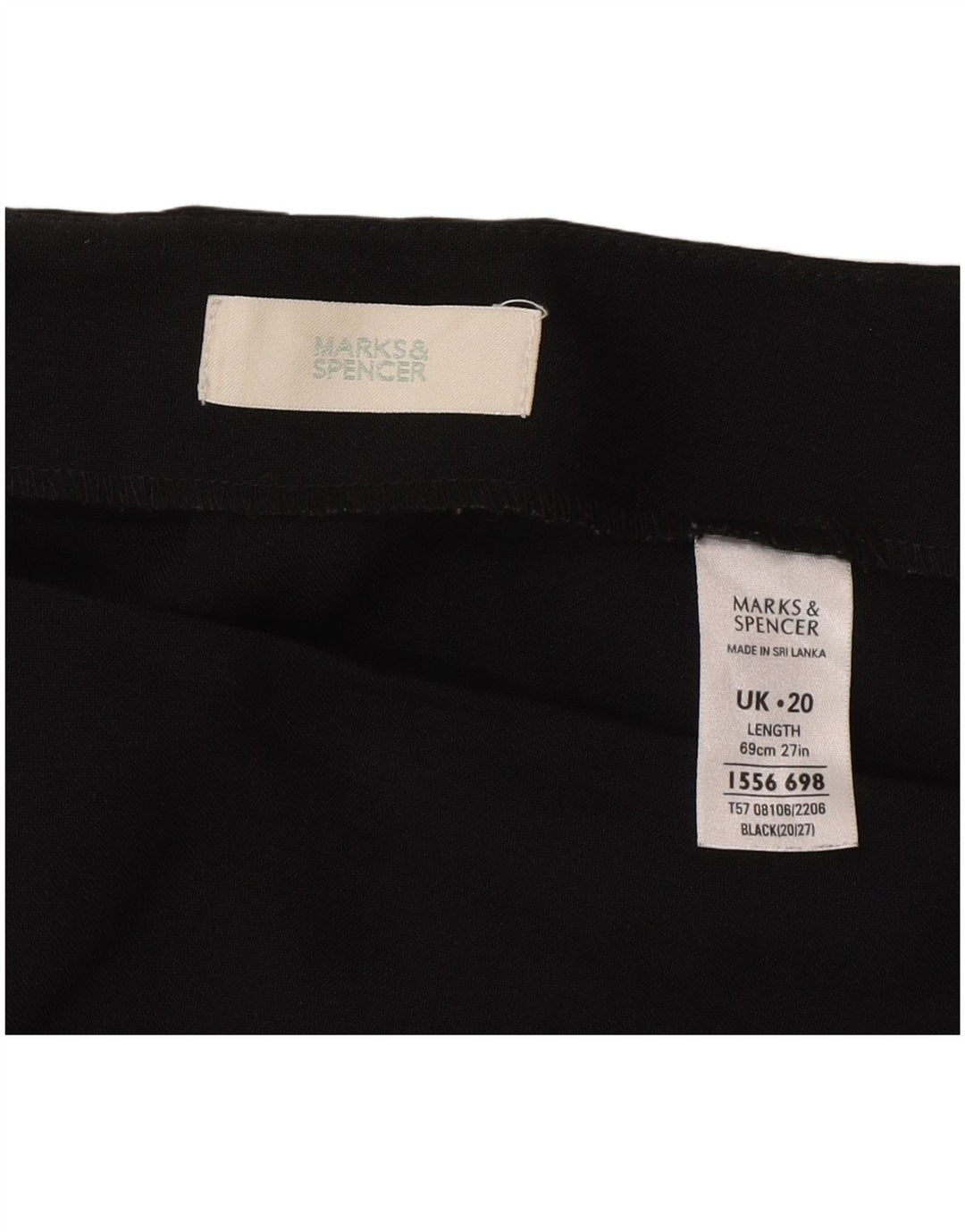 Falda lápiz para mujer Marks & Spencer UK 20 2XL W40 Poliéster negro