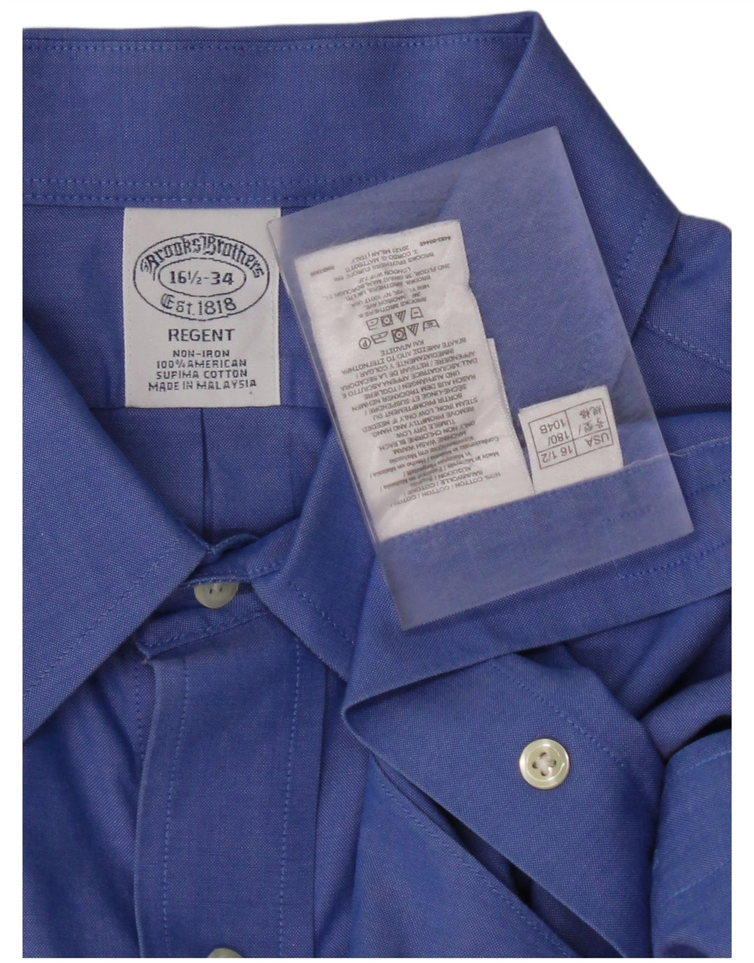 BROOKS BROTHERS Camisa Regent para hombre Talla 16 1/2 Algodón azul grande