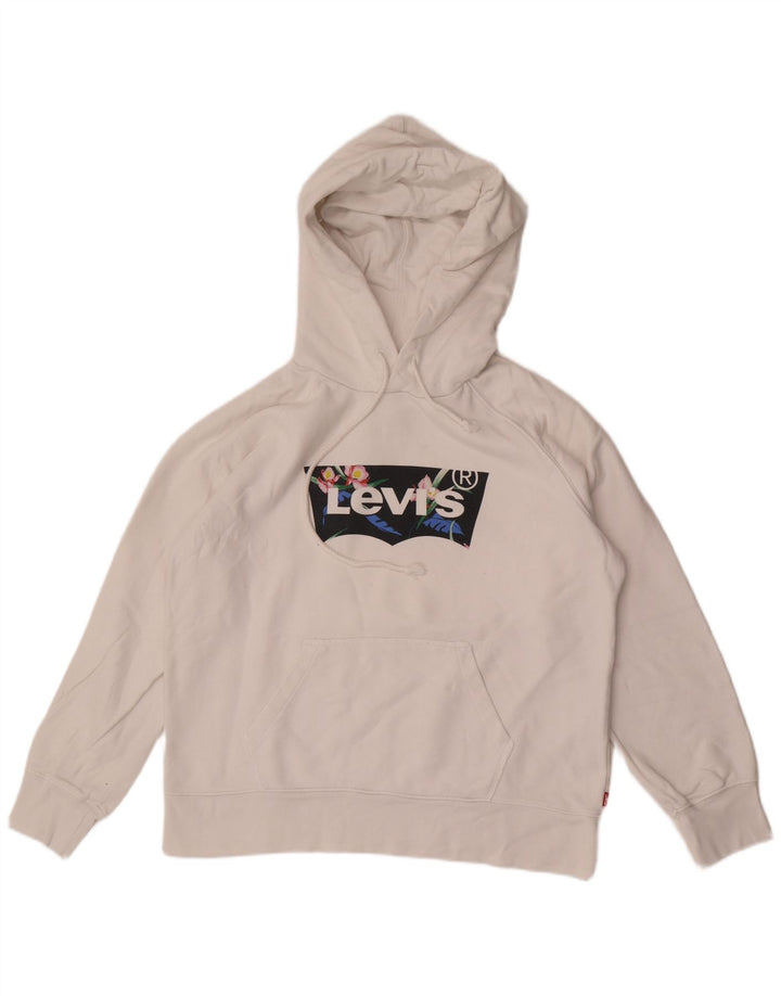 Levi's Jersey con capucha gráfica para mujer Reino Unido 14 Algodón blanco mediano