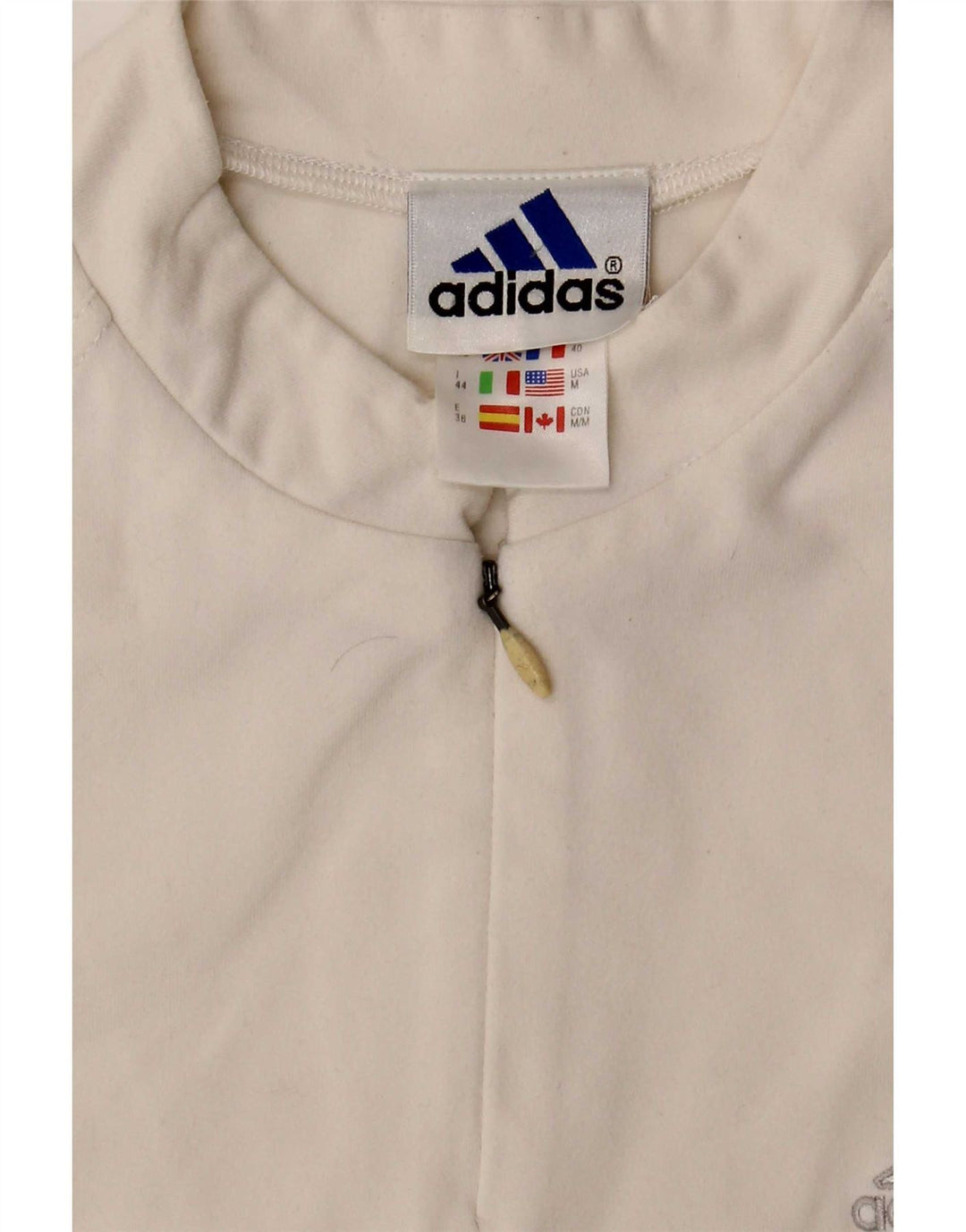 Adidas Mujer Zip Neck Vest Top UK 12 Medio Blanco Poliéster