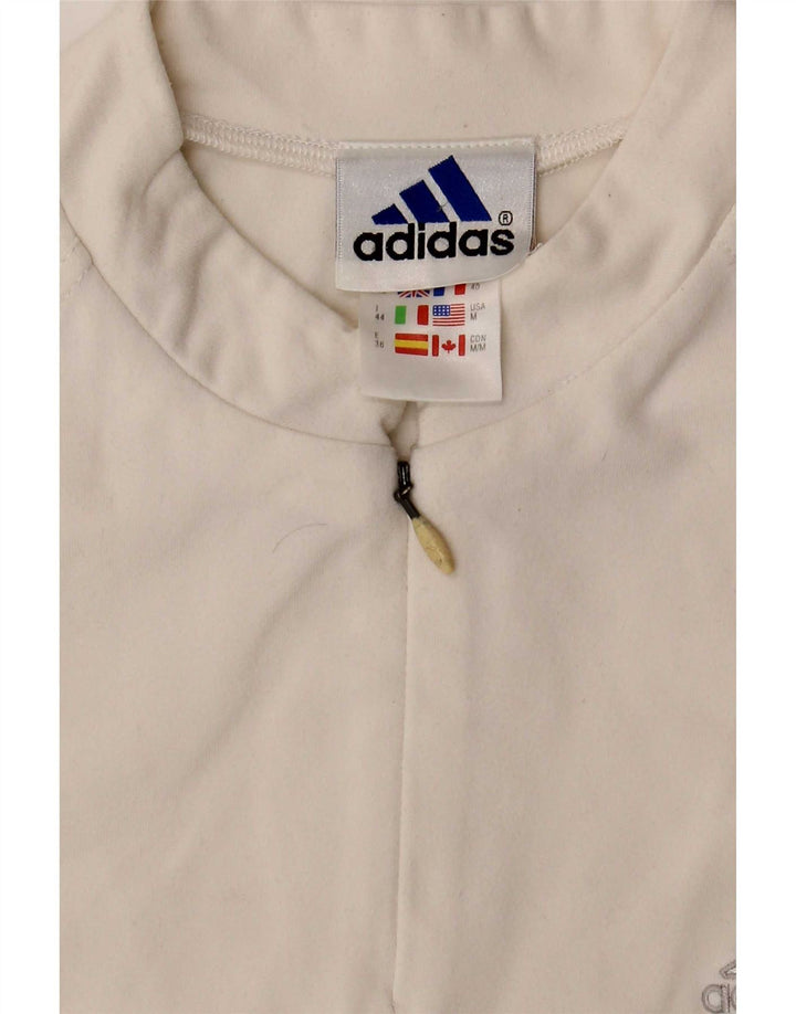 Adidas Mujer Zip Neck Vest Top UK 12 Medio Blanco Poliéster