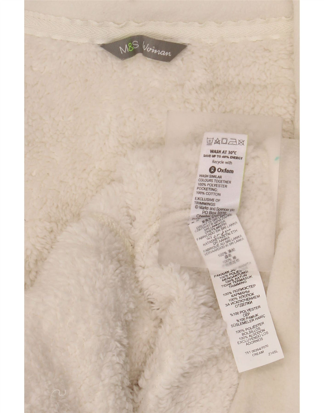 Marks & Spencer Chaqueta polar para mujer UK 20 2XL Algodón blanco