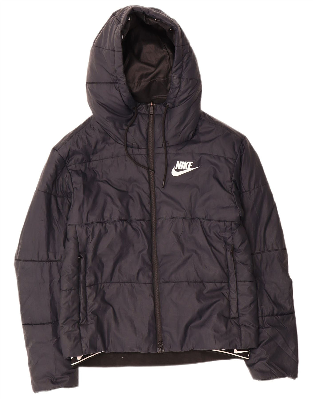 Nike Chaqueta acolchada con capucha para mujer UK 10 Small Poliéster negro