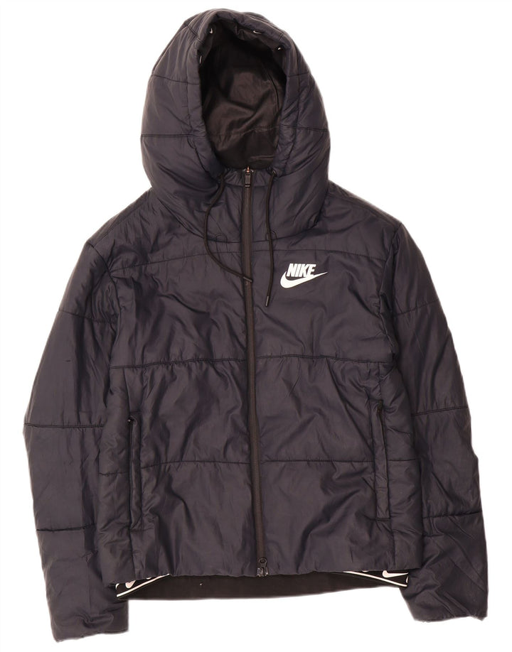 Nike Chaqueta acolchada con capucha para mujer UK 10 Small Poliéster negro