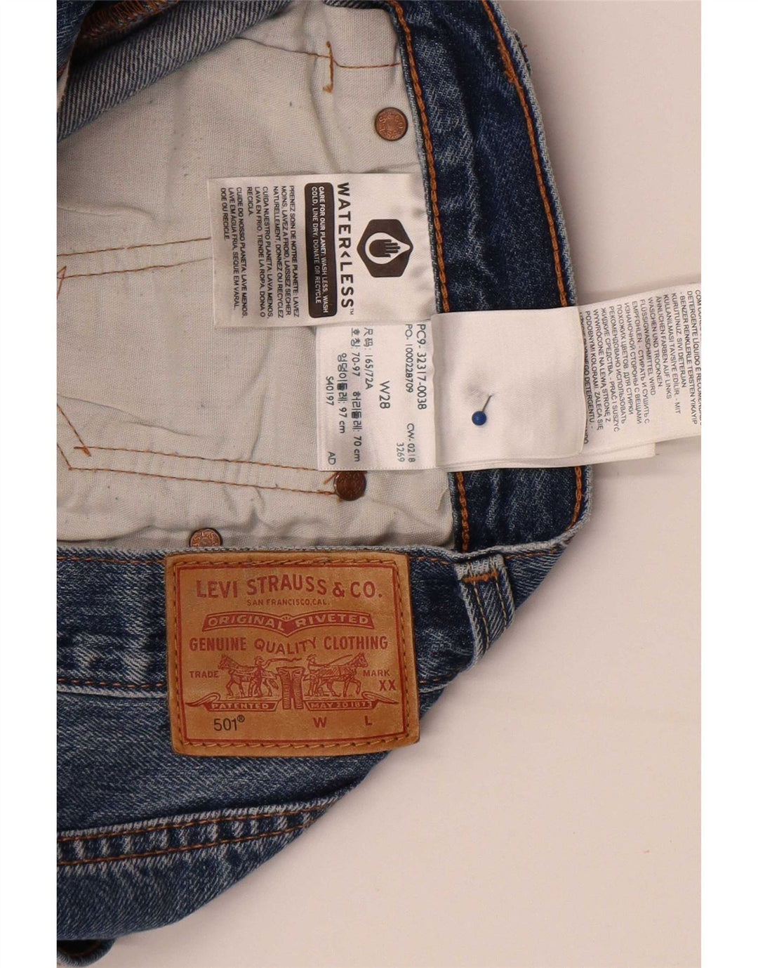 Levi's Mujer 501 Shorts Vaqueros W28 Algodón Azul Medio