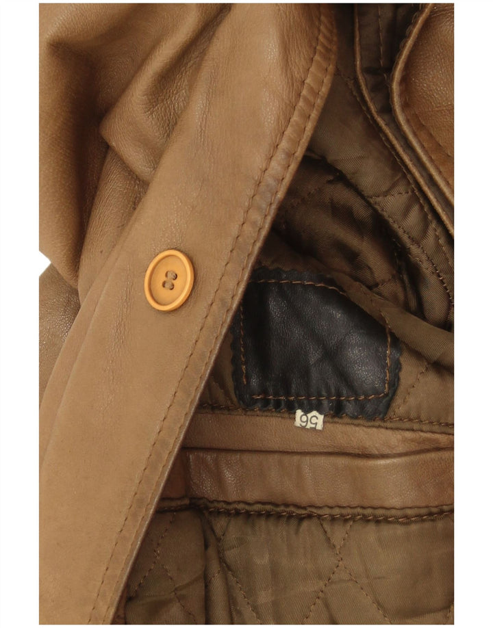 Chaqueta de cuero vintage para hombre IT 56 3XL Marrón