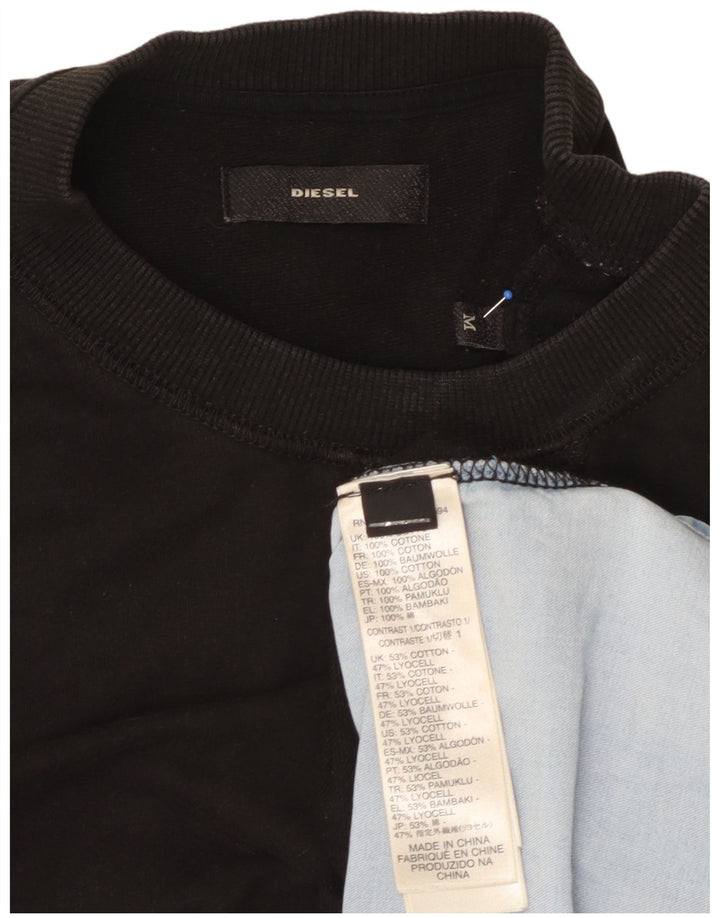 DIESEL Sudadera tipo jersey para mujer UK 44 Medium Black Colourblock