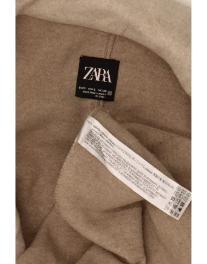 Zara Mujer Abrigo Abierto UK 40 Pequeño Poliéster Beige