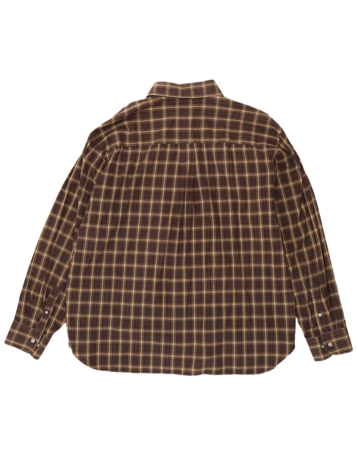 Camisa Izod Hombre XL Marrón Cuadros Algodón