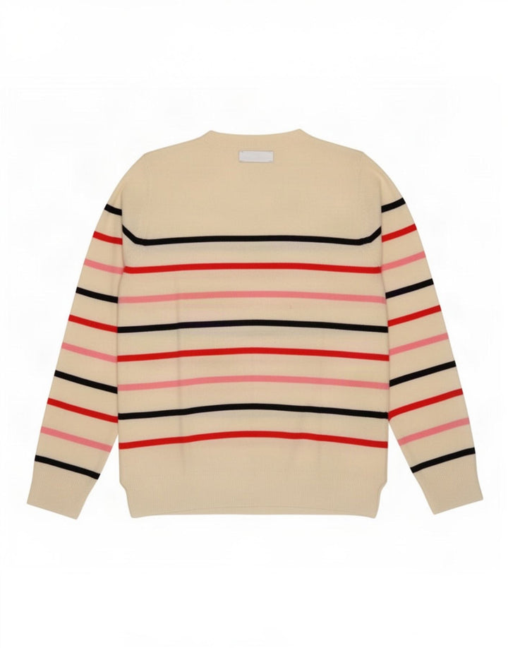 Marks & Spencer - Jersey de cuello redondo para mujer, talla 40, talla mediana, color blanco a rayas