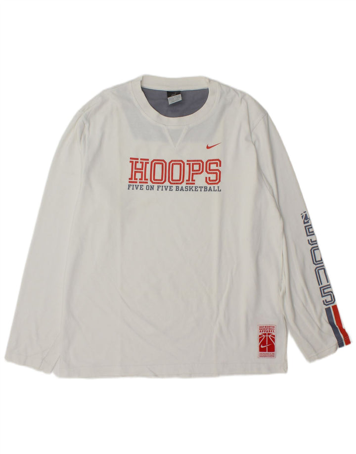Nike Camiseta gráfica de manga larga para hombre UK 39/41 Algodón blanco mediano