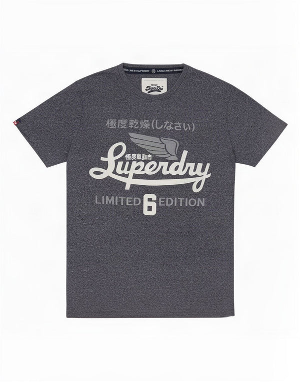 Superdry Camiseta gráfica para hombre Top de algodón moteado en azul marino mediano