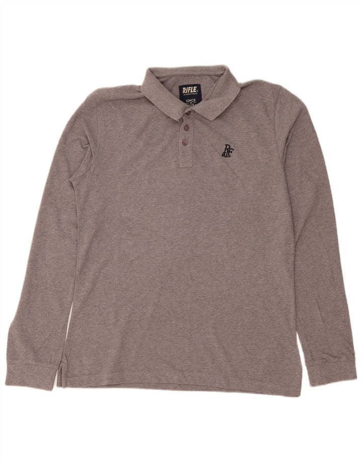Rifle Polo De Manga Larga Para Hombre XL Gris Moteado