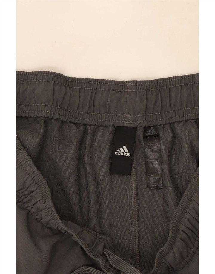 Adidas - Pantalones cortos deportivos para hombre, poliéster gris grande