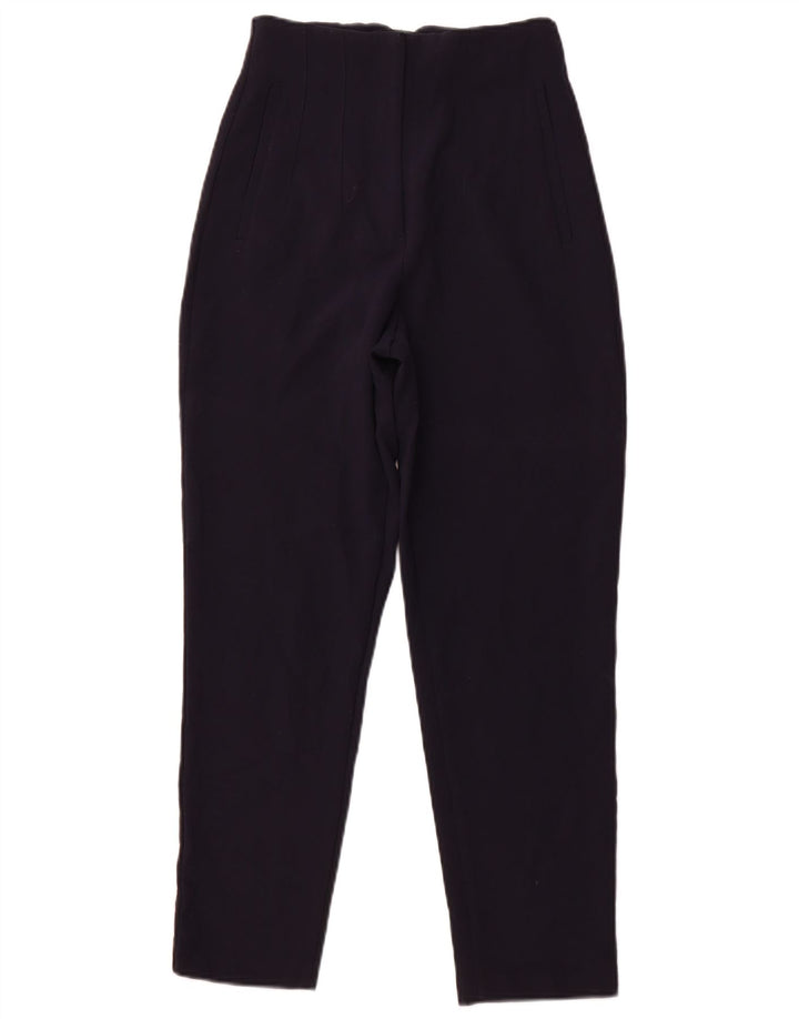 ZARA Mujer Pantalón Casual Cónico De Tiro Alto XS W24 L26 Azul Marino