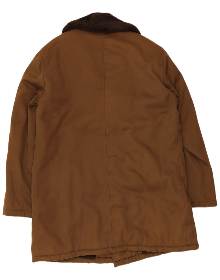 Vintage hombres doble pecho abrigo EU 54 2XL marrón poliéster