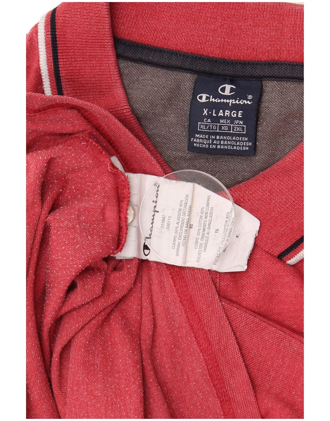 CHAMPION Polo Hombre XL Algodón Rojo