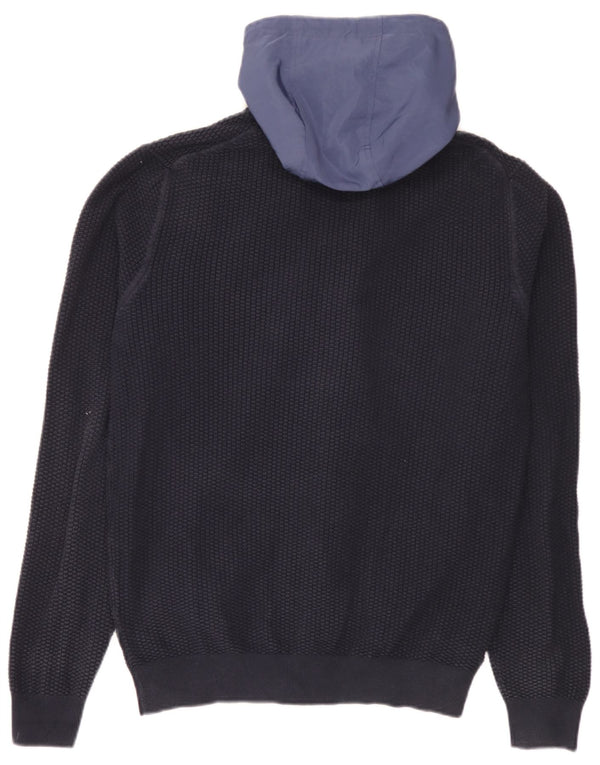 Massimo Dutti Hombre Cárdigan Con Capucha XL Algodón Colorblock Azul Marino