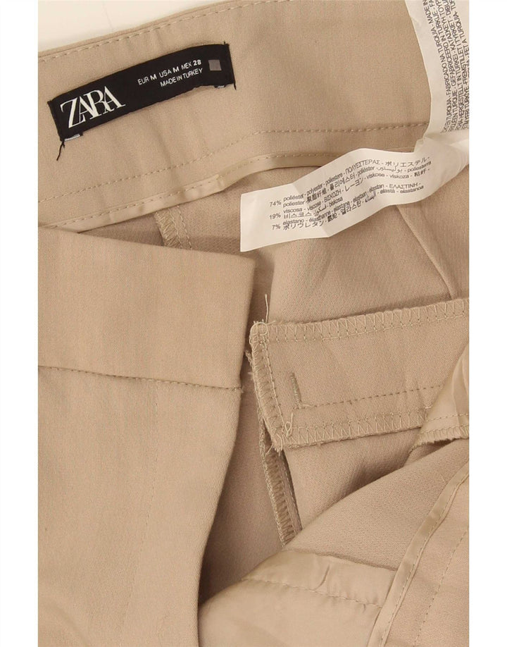 Zara Mujer Pantalón Traje Recto Mediano W28 L27 Beige Poliéster