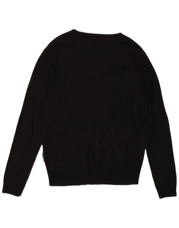 French Connection Jersey con cuello barco para hombre, acrílico negro mediano