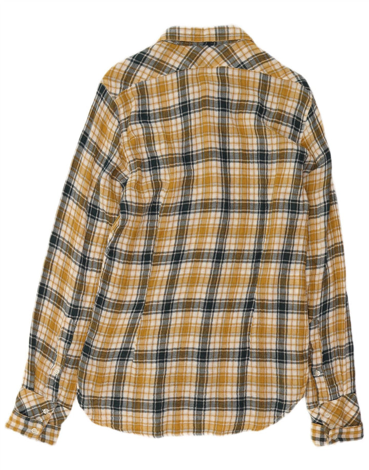 Camisa Cycle para hombre de algodón a cuadros amarillos grandes