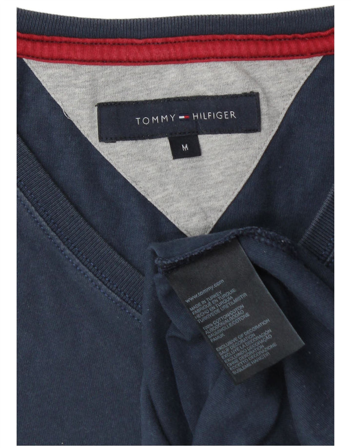 TOMMY HILFIGER Camiseta de hombre de manga larga de algodón azul marino medio