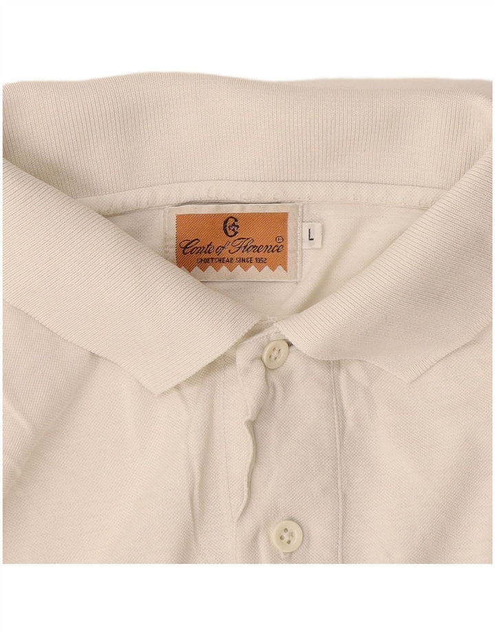 Conte of Florence Polo para hombre grande blanco