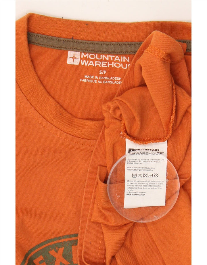 MOUNTAIN WAREHOUSE Mens Graphic Top Long Sleeve Small Orange Cotton Vintage Mountain Warehouse and Second-Hand Mountain Warehouse from Messina Hembry 