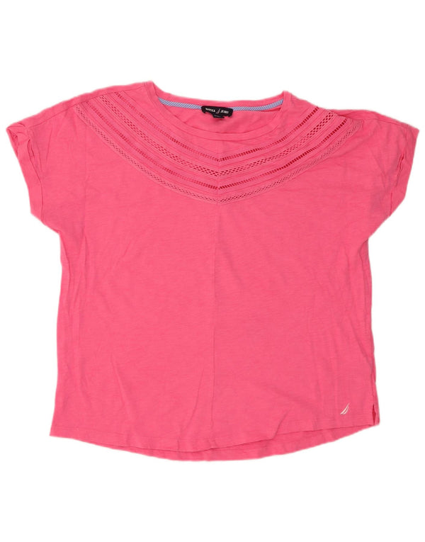 Nautica Camiseta para mujer Top UK 44 Algodón moteado rosa medio