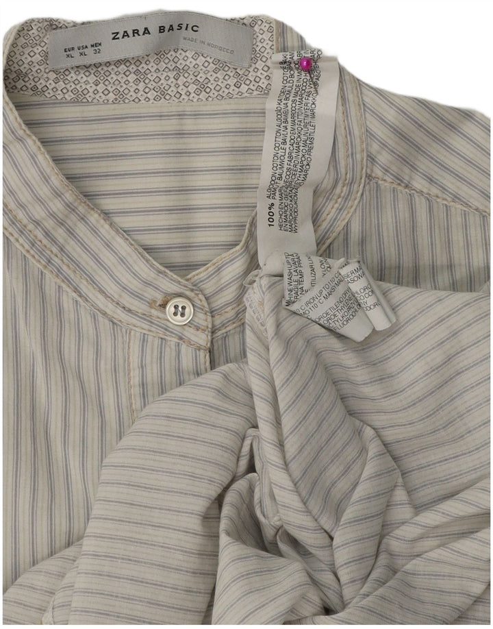 Zara Mujer Jersey Camisa UK 40 XL Algodón A Rayas Blanco