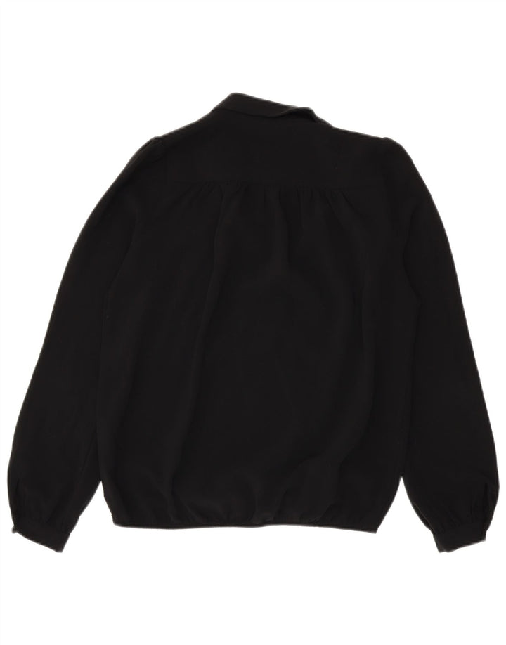 Sisley Blusa extragrande de manga larga para mujer UK 6 XS Poliéster negro