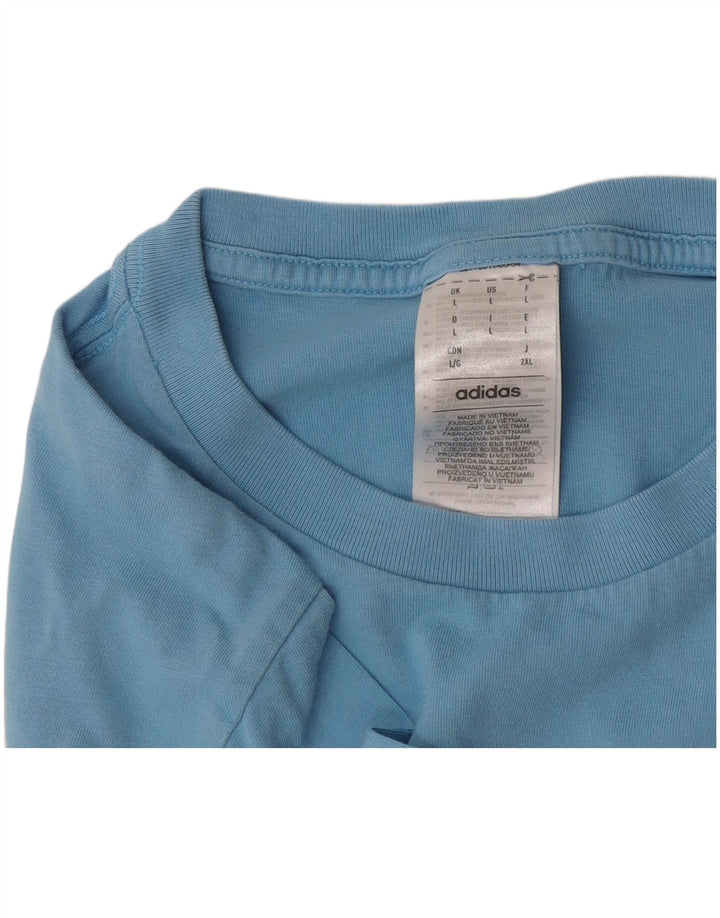 Adidas - Camiseta para hombre, talla grande, algodón azul