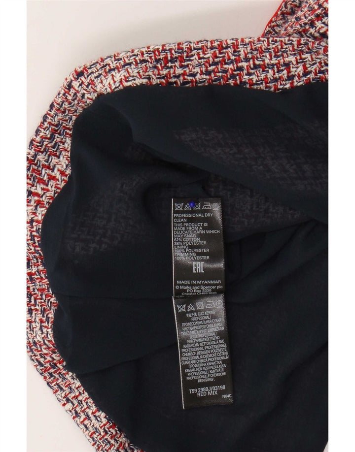 Marks & Spencer Chaqueta tipo blazer corta para mujer Reino Unido 12 Algodón moteado rojo mediano