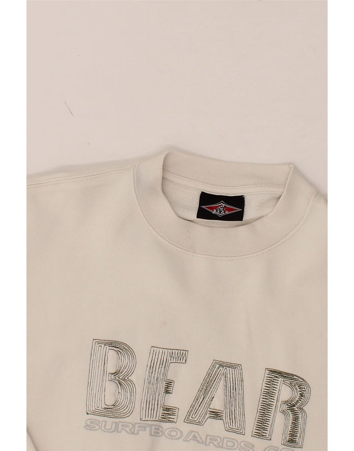 BEAR Mens Graphic Sweatshirt Jumper Large White Cotton Vintage Bear and Second-Hand Bear from Messina Hembry 