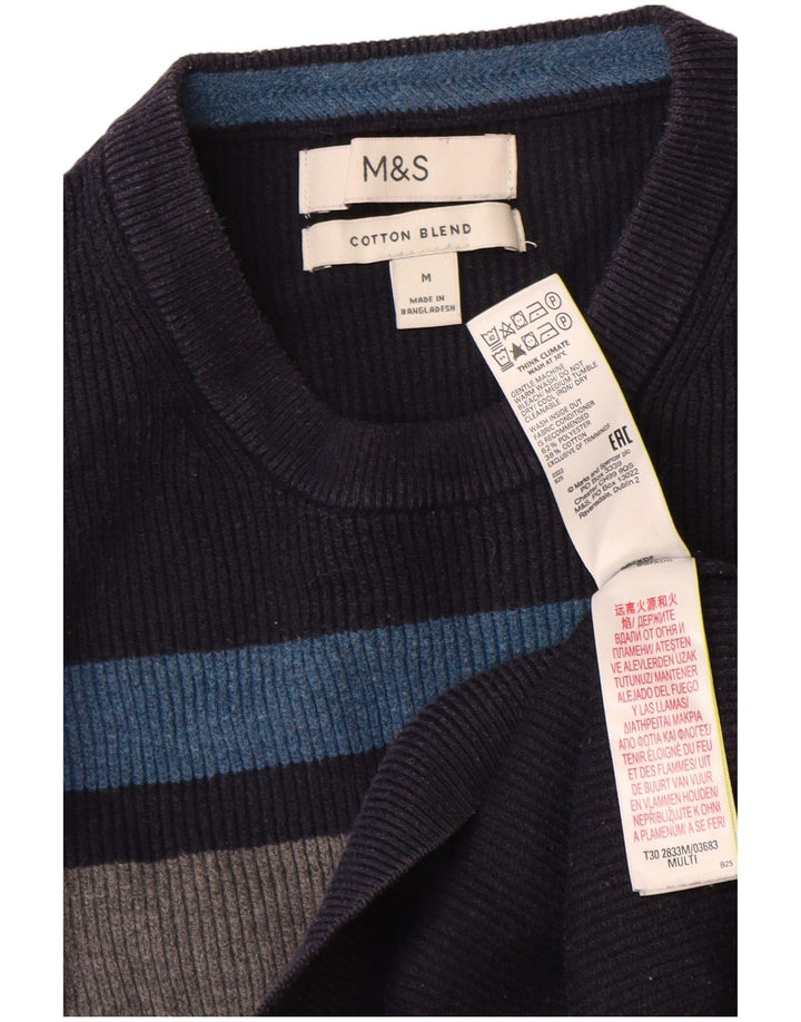 Marks & Spencer Jersey De Cuello Redondo Para Hombre Color Block Azul Marino Mediano